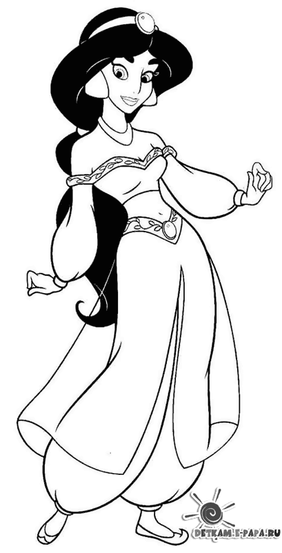 Jasmín Dibujos para colorear Aladino